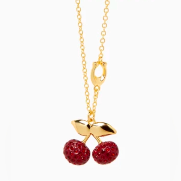 Coach Signature Pave' Cherry Pendant Necklace - NWT - Gold 16-18 Inches Long - Picture 4 of 9